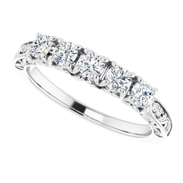 0.50 ct. Round Cut Diamond Wedding Band Vintage Inspired Anniversary Ring-VIRABYANI